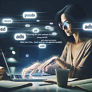 woman about to place a classified ad